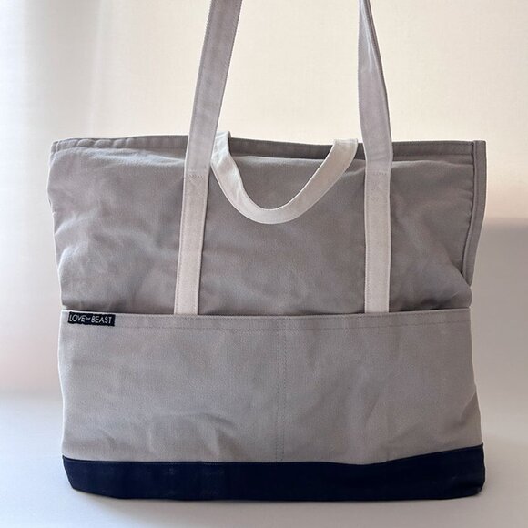 Love thy Beast Canvas Pet Tote, Grey/Navy - Picture 2 of 11